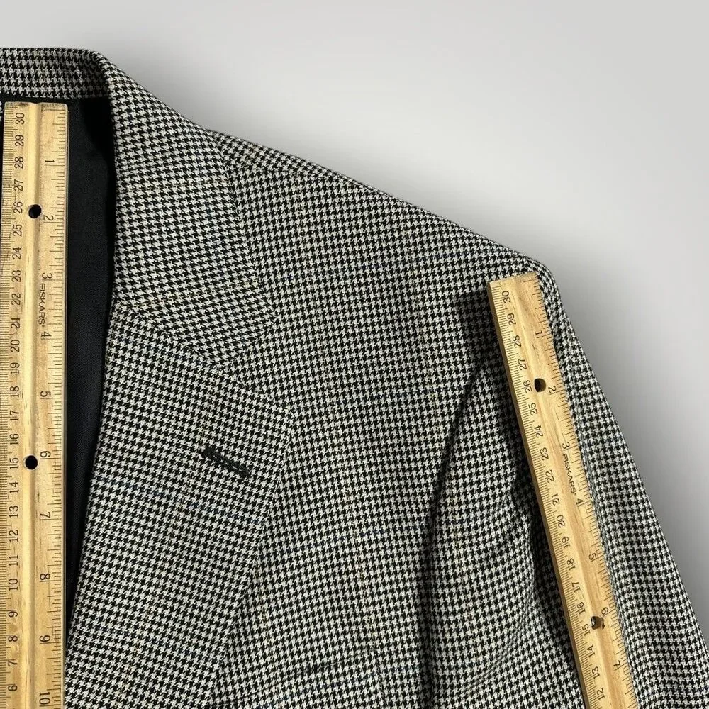 JOS A BANK Men’s Blazer 40R Sport Coat Suit Jacket SILK/WOOL Houndstooth Gray